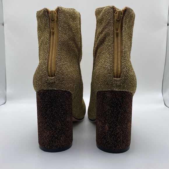 KATY PERRY MAYARI GOLD & BROWN CHUNKY GLITTER ANKLE BOOTIES WOMEN’S SZ 5 - Picture 4 of 10